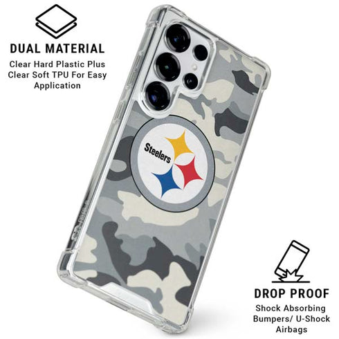 NFL Pittsburgh Steelers Camo Galaxy S25 Ultra Clear Case