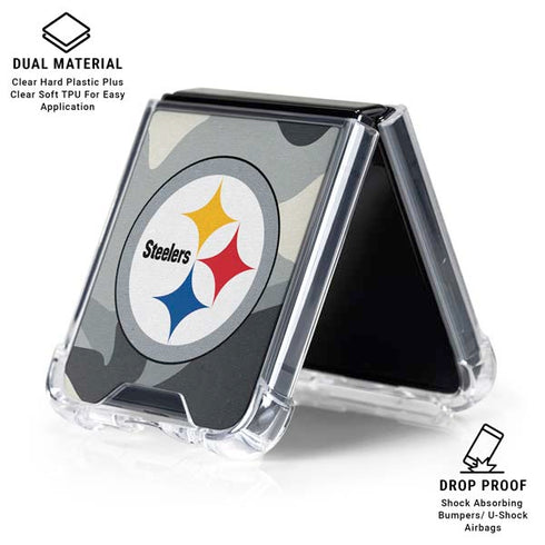 NFL Pittsburgh Steelers Camo Galaxy Z Flip6 Clear Case