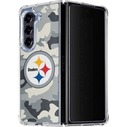 NFL Pittsburgh Steelers Camo Galaxy Z Fold5 5G Clear Case