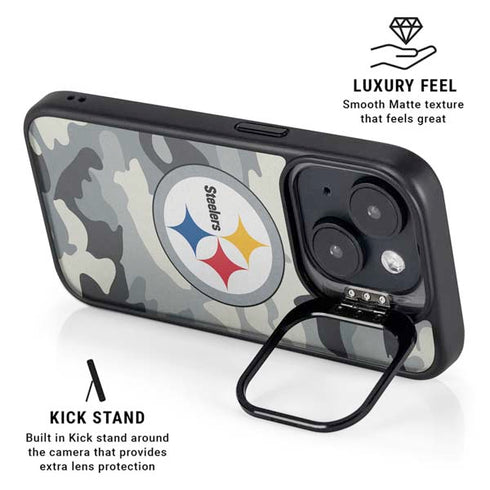 NFL Pittsburgh Steelers Camo iPhone 14 Plus Kickstand Case