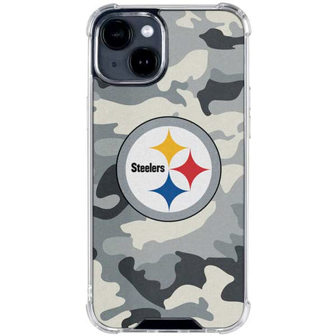 NFL Pittsburgh Steelers Camo iPhone 15 Clear Case