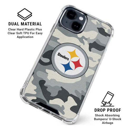 NFL Pittsburgh Steelers Camo iPhone 15 Clear Case