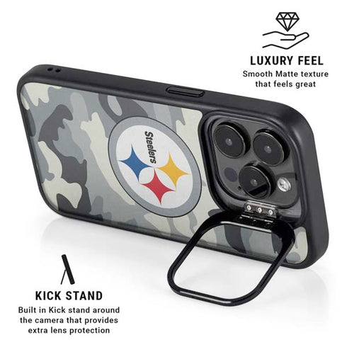 NFL Pittsburgh Steelers Camo iPhone 15 Pro Kickstand Case