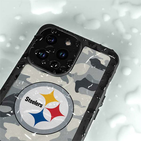 NFL Pittsburgh Steelers Camo iPhone 15 Pro Waterproof Case
