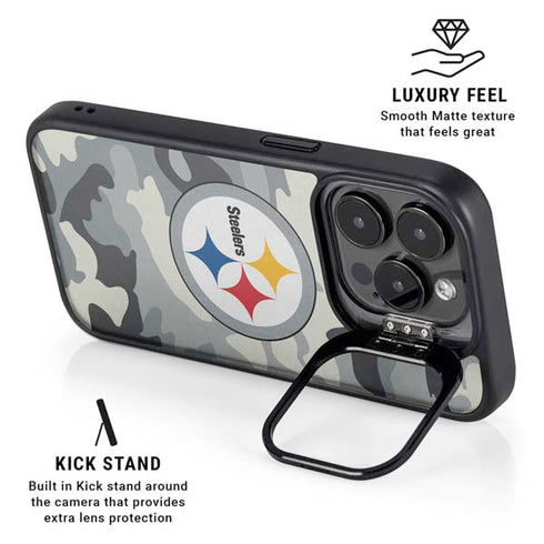 NFL Pittsburgh Steelers Camo iPhone 16 Pro Kickstand Case