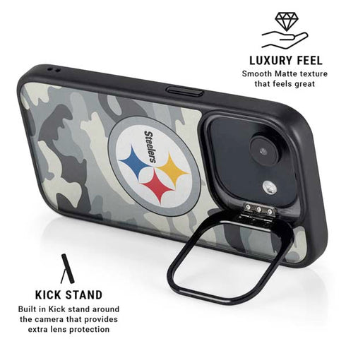 NFL Pittsburgh Steelers Camo iPhone 16e Kickstand Case