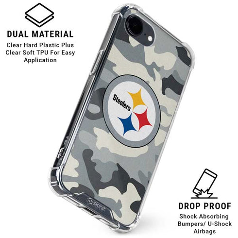 NFL Pittsburgh Steelers Camo iPhone 16e Clear Case