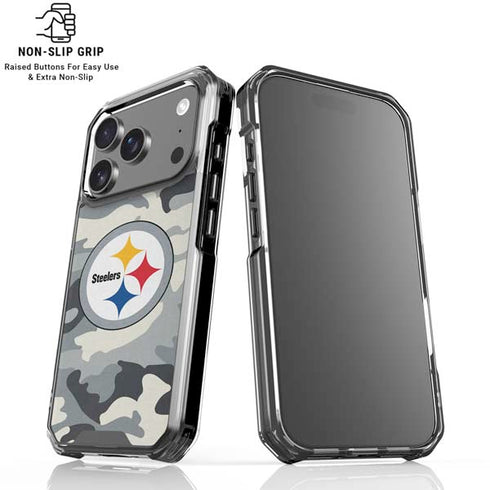 NFL Pittsburgh Steelers Camo iPhone 18 Pro Clear Case
