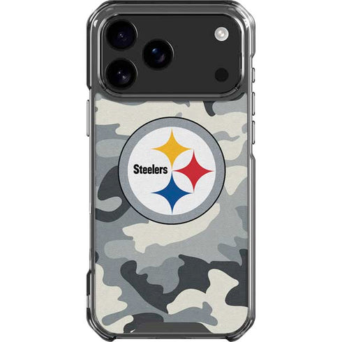 NFL Pittsburgh Steelers Camo iPhone 18 Pro Max Clear Case