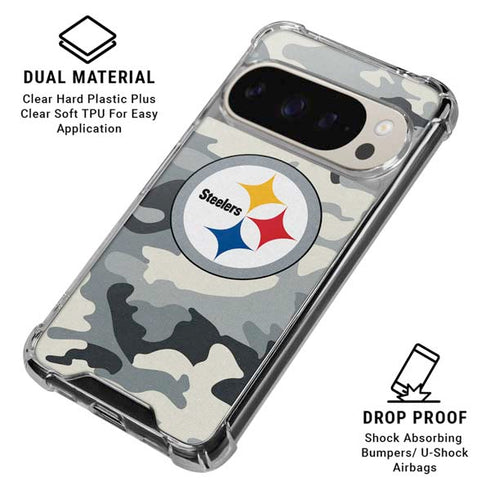 NFL Pittsburgh Steelers Camo Pixel 9/9 Pro Clear Case
