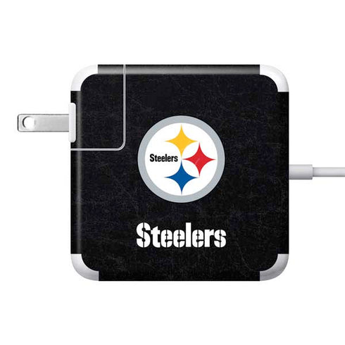 NFL Pittsburgh Steelers Distressed 85W Power Adapter (15 and 17 inch MacBook Pro Charger) Skin