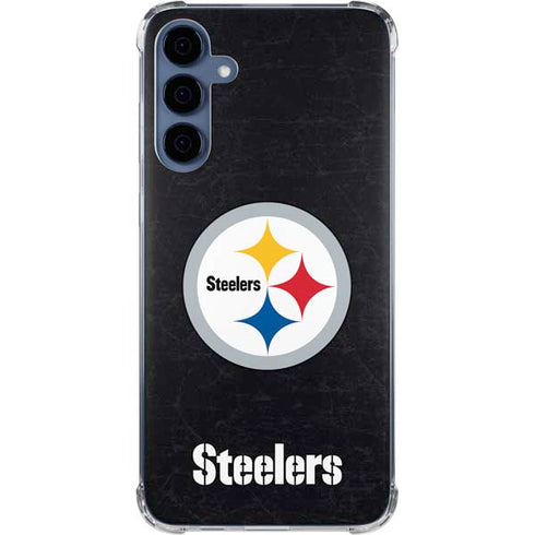 NFL Pittsburgh Steelers Distressed Galaxy A35 5G Clear Case