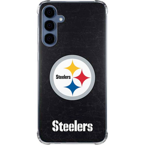 NFL Pittsburgh Steelers Distressed Galaxy A55 5G Clear Case