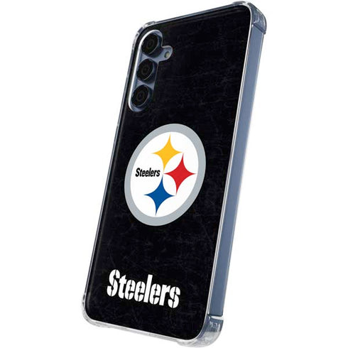 NFL Pittsburgh Steelers Distressed Galaxy A55 5G Clear Case