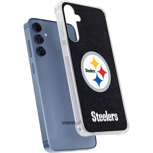NFL Pittsburgh Steelers Distressed Galaxy A55 5G Clear Case