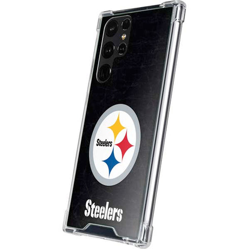 NFL Pittsburgh Steelers Distressed Galaxy S23 Ultra Clear Case