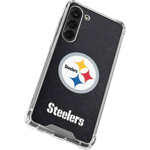 NFL Pittsburgh Steelers Distressed Galaxy S24 FE Clear Case