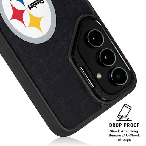 NFL Pittsburgh Steelers Distressed Galaxy S25 Plus Kickstand Case