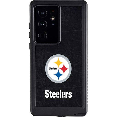 NFL Pittsburgh Steelers Distressed Galaxy S24 Ultra Waterproof Case