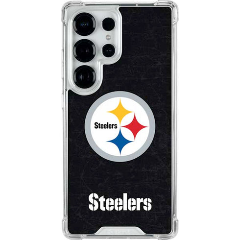 NFL Pittsburgh Steelers Distressed Galaxy S26 Ultra Clear Case