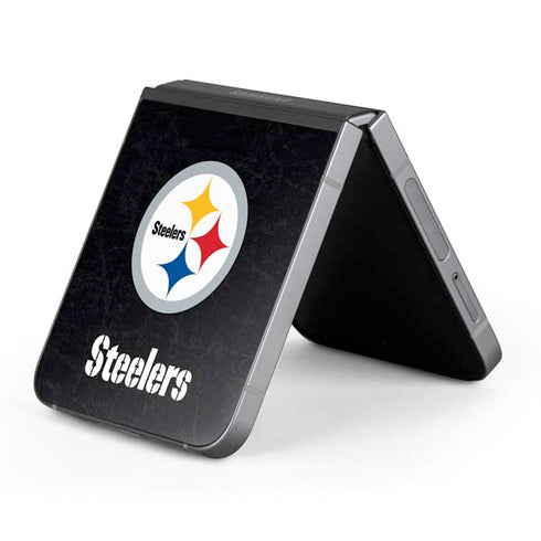 NFL Pittsburgh Steelers Distressed Galaxy Z Flip6 Skin