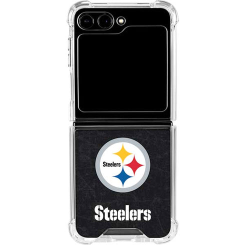 NFL Pittsburgh Steelers Distressed Galaxy Z Flip6 Clear Case