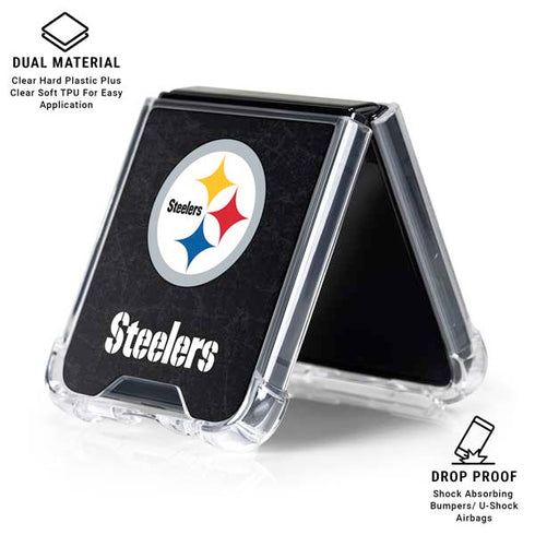 NFL Pittsburgh Steelers Distressed Galaxy Z Flip6 Clear Case