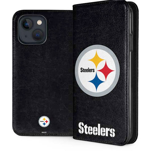 NFL Pittsburgh Steelers Distressed iPhone 15 Plus Folio Case