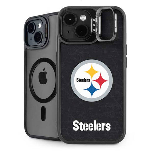 NFL Pittsburgh Steelers Distressed iPhone 15 Plus Kickstand Case