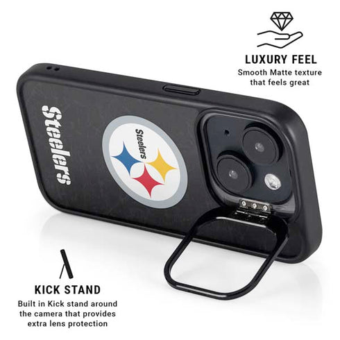 NFL Pittsburgh Steelers Distressed iPhone 15 Plus Kickstand Case