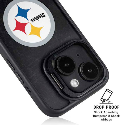 NFL Pittsburgh Steelers Distressed iPhone 15 Plus Kickstand Case