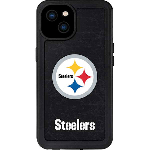 NFL Pittsburgh Steelers Distressed iPhone 15 Plus Waterproof Case