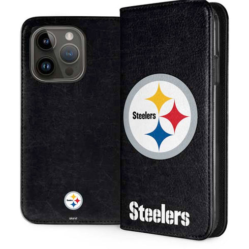 NFL Pittsburgh Steelers Distressed iPhone 15 Pro Folio Case