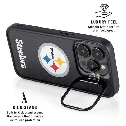 NFL Pittsburgh Steelers Distressed iPhone 15 Pro Max Kickstand Case