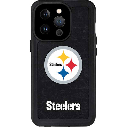 NFL Pittsburgh Steelers Distressed iPhone 15 Pro Waterproof Case