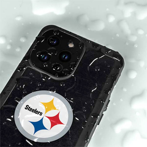NFL Pittsburgh Steelers Distressed iPhone 15 Pro Waterproof Case