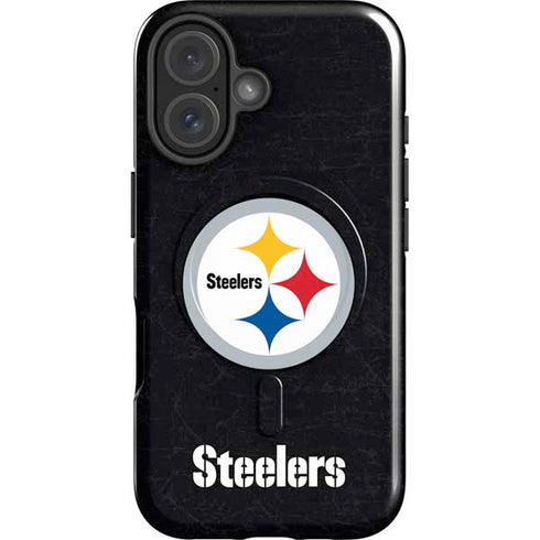 NFL Pittsburgh Steelers Distressed iPhone 16 Magsafe Impact Case