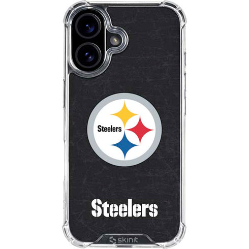 NFL Pittsburgh Steelers Distressed iPhone 16 Plus Clear Case