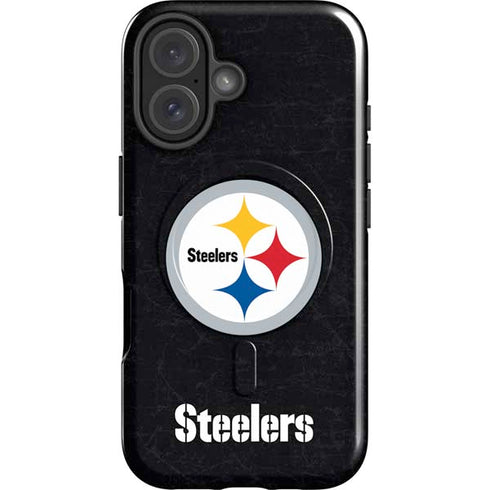 NFL Pittsburgh Steelers Distressed iPhone 16 Plus Magsafe Impact Case