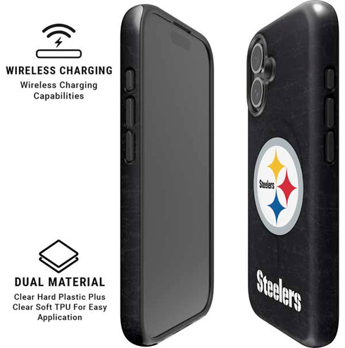 NFL Pittsburgh Steelers Distressed iPhone 16 Plus Magsafe Impact Case