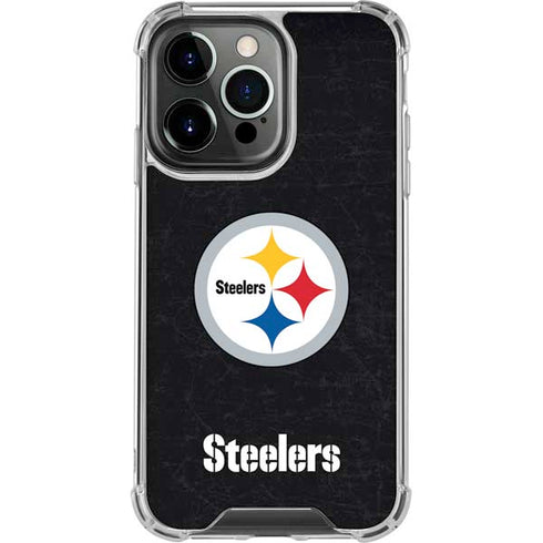 NFL Pittsburgh Steelers Distressed iPhone 16 Pro Max Clear Case