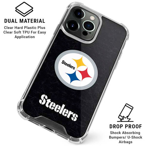 NFL Pittsburgh Steelers Distressed iPhone 16 Pro Max Clear Case