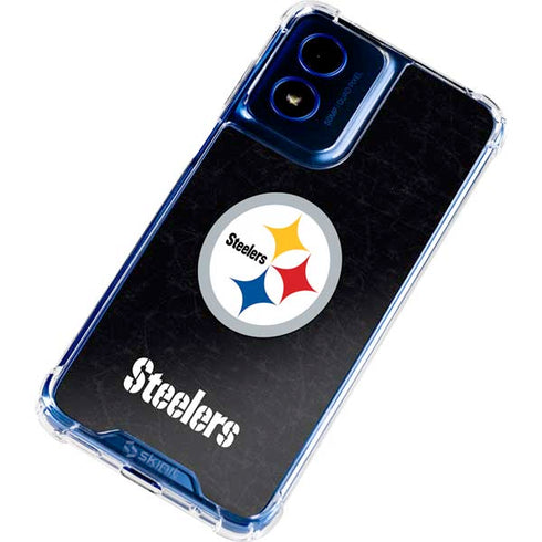 NFL Pittsburgh Steelers Distressed Moto G Play 4G (2024) Clear Case