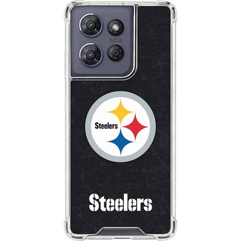 NFL Pittsburgh Steelers Distressed Moto G Stylus 5G (2025) Clear Case