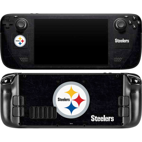 NFL Pittsburgh Steelers Distressed Steam Deck Handheld Gaming Computer OLED Skin