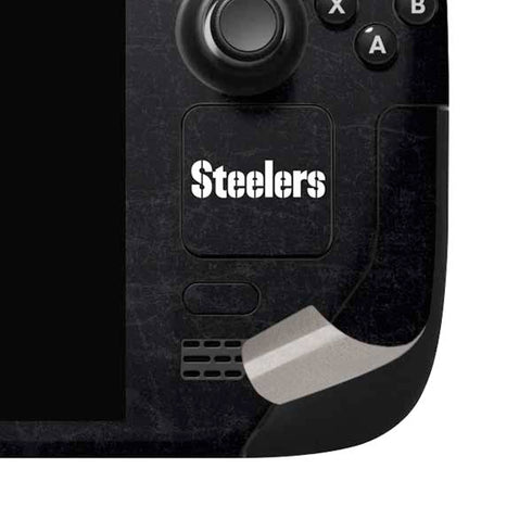 NFL Pittsburgh Steelers Distressed Steam Deck Handheld Gaming Computer OLED Skin