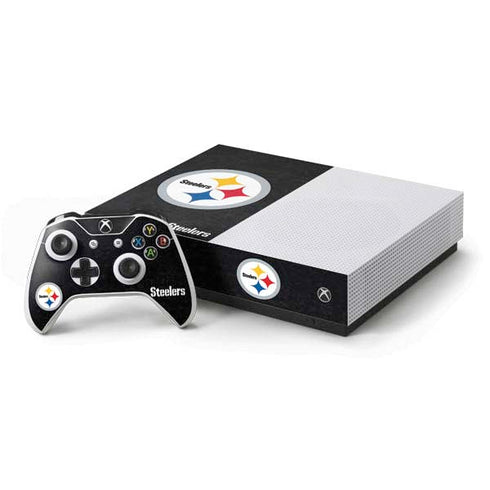 NFL Pittsburgh Steelers Distressed Xbox One S All-Digital Edition Bundle Skin
