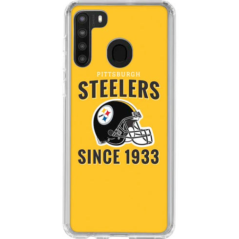 NFL Pittsburgh Steelers Helmet Galaxy A21 Clear Case
