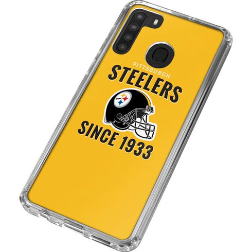 NFL Pittsburgh Steelers Helmet Galaxy A21 Clear Case