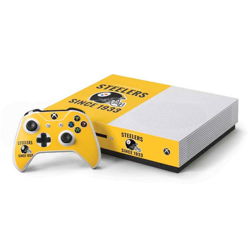 NFL Pittsburgh Steelers Helmet Xbox One S Console and Controller Bundle Skin